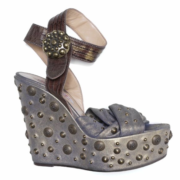 Guillaume Hinfray ankle wrap around wedge sandals - Picture 1 of 4